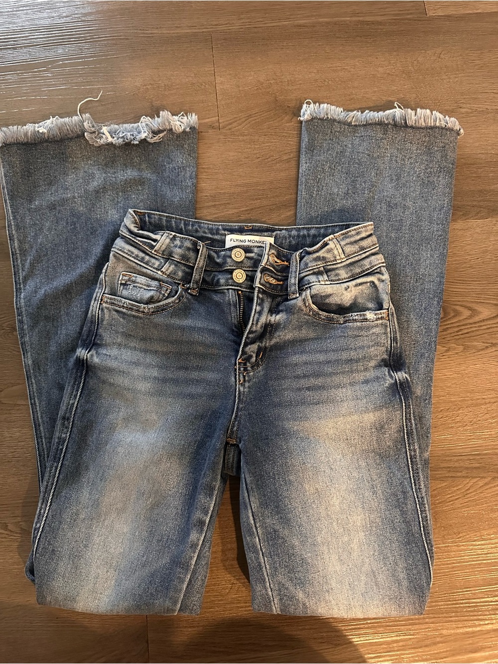 Flying Monkey Women's Light Blue Distressed Ankle Jeans